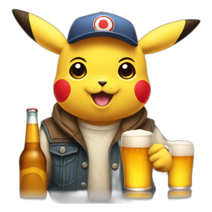 pikachu with four beers sticker