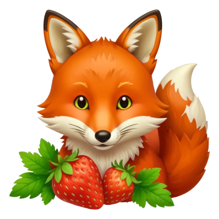 fox eating strawberries sticker