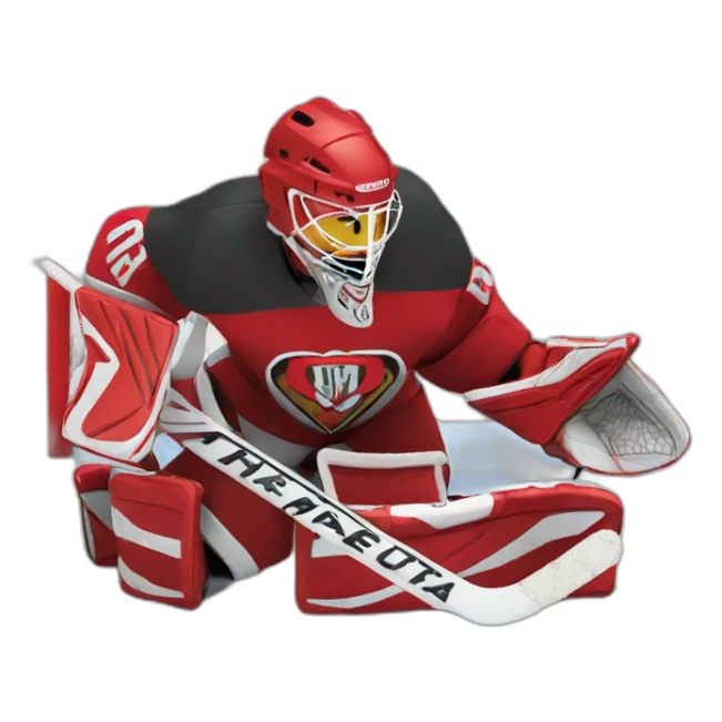 Goalie showing a heart sticker