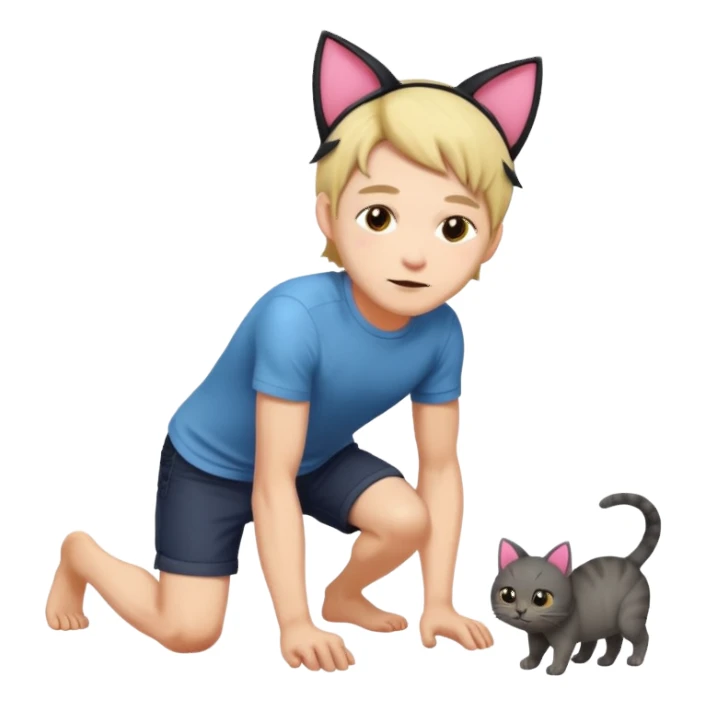man with cat ears on all 4s sticker