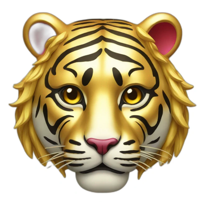 gold rainbow tiger Japanese mask sticker