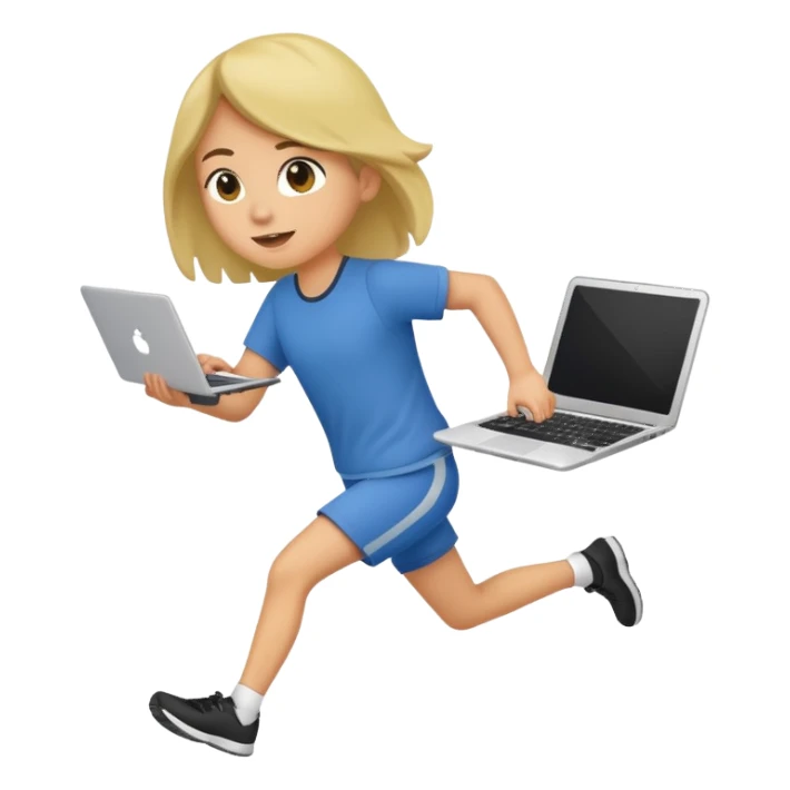 cute olive running holding a laptop sticker