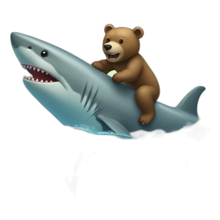 bear riding a shark sticker