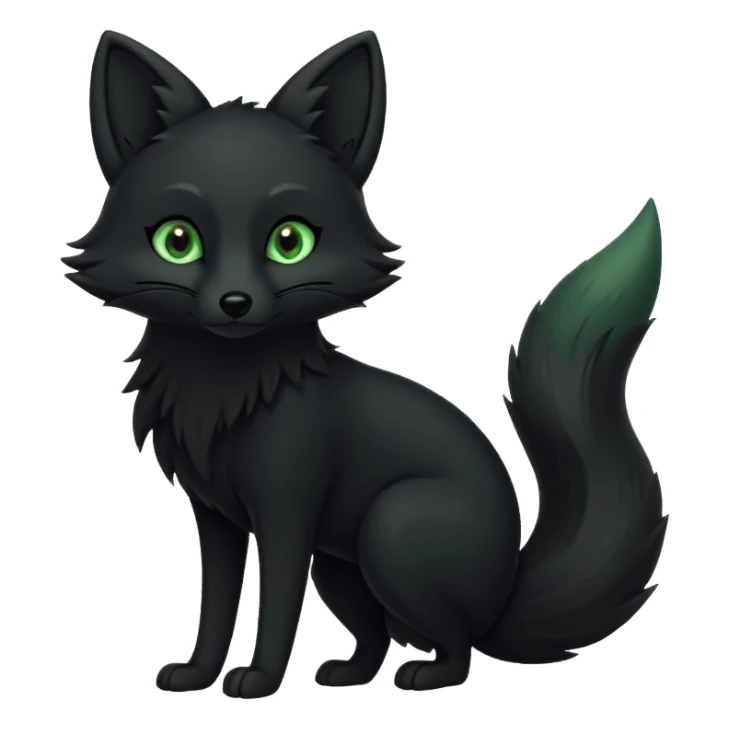 a black fox with green eyes sticker