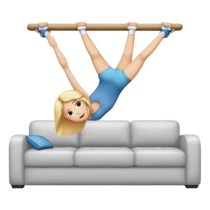Cute blond in athletic clothes lifting a couch above her head sticker