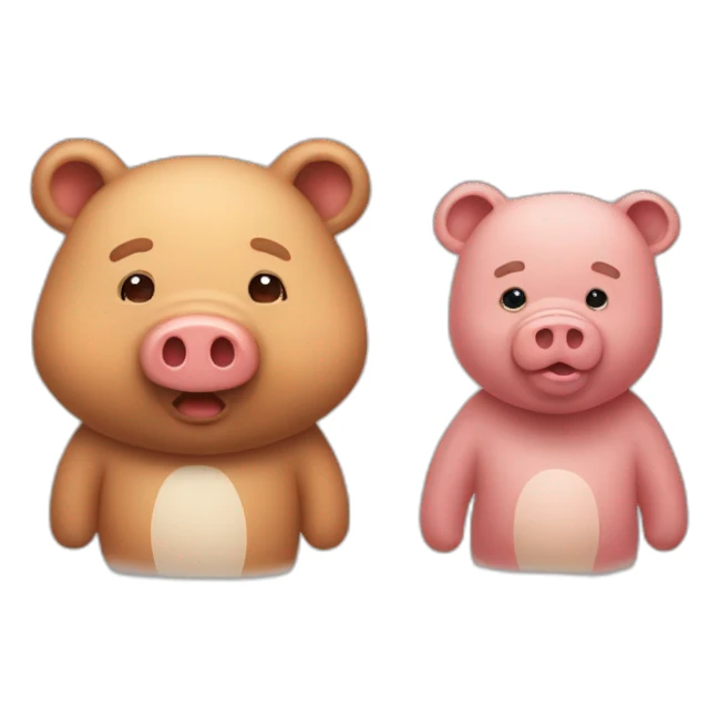 bwown pig and bear sticker