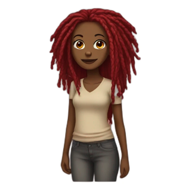 Black girl with red dreadlocks sticker