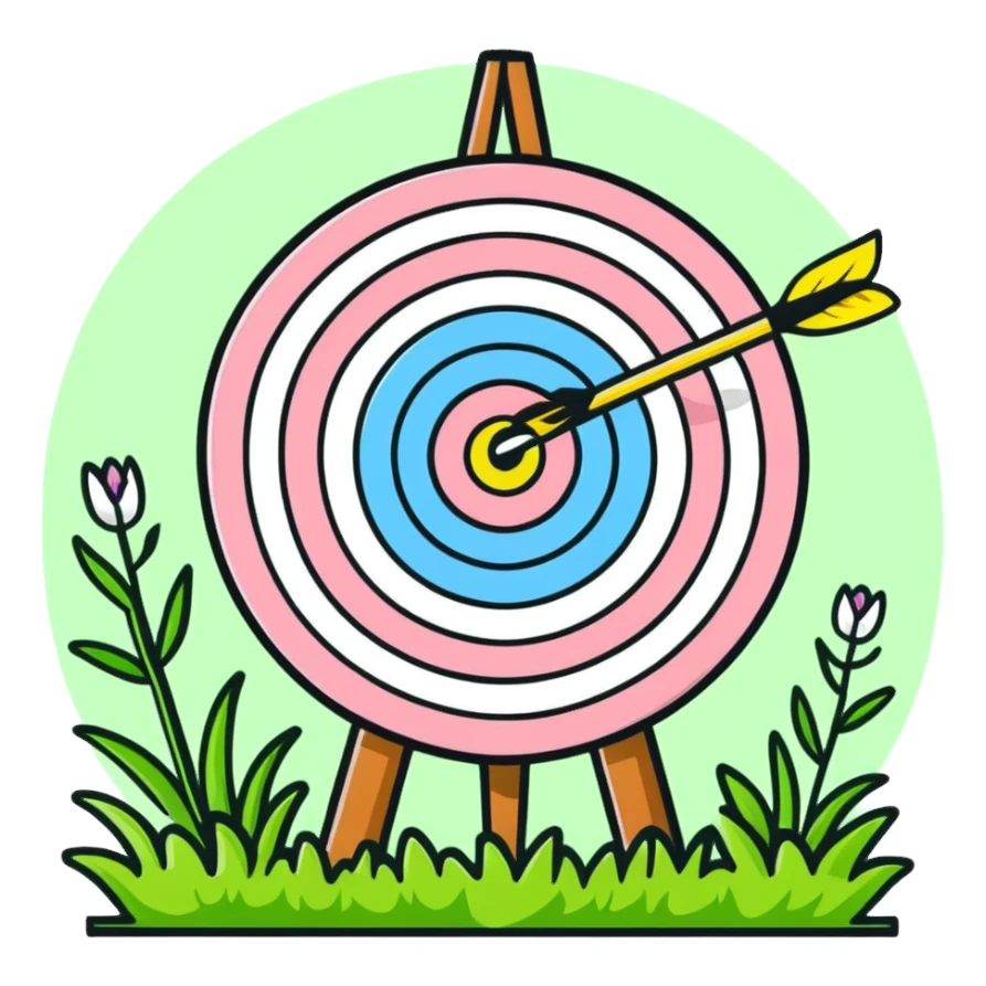 Archery target with green grass and spring flowers sticker