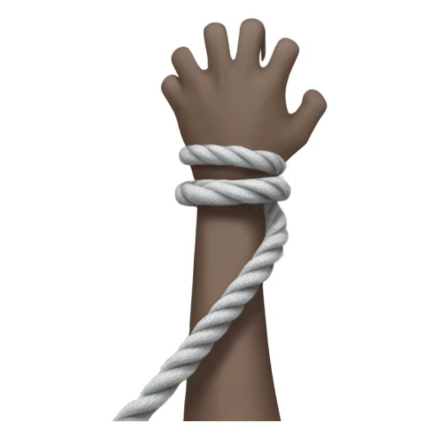 hand emojis pulling a light grey rope tightly sticker