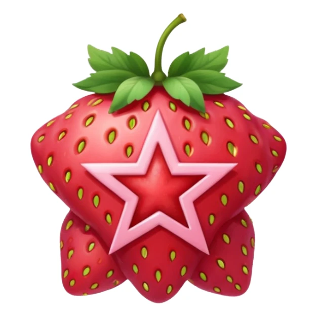 Strawberry with light pink pentagram  sticker