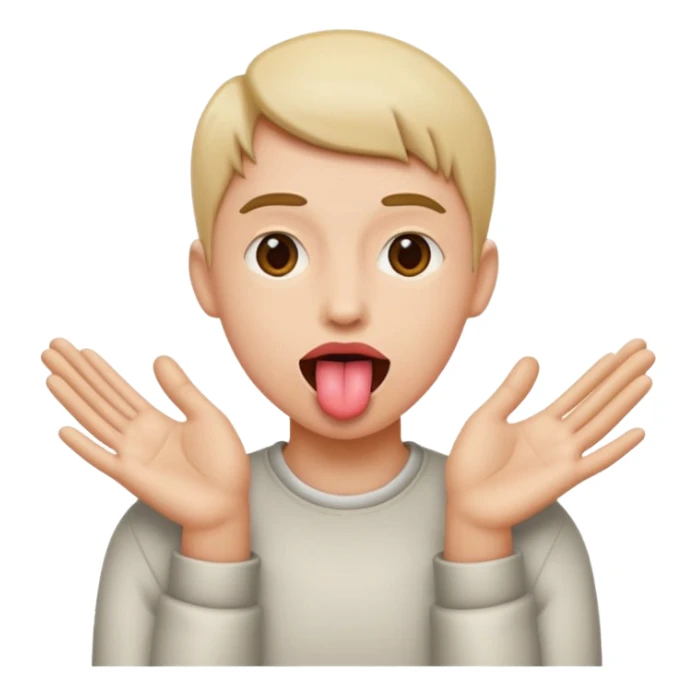 Tongue out with hands on the side sticker