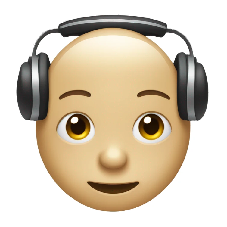 Listening music with cute face sticker