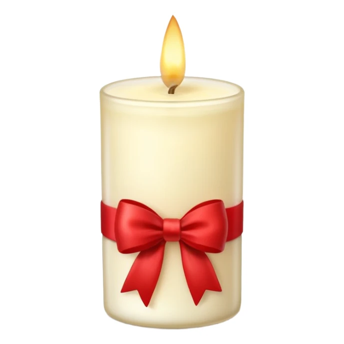 Soft vanilla long glass candle, with little red bow sticker
