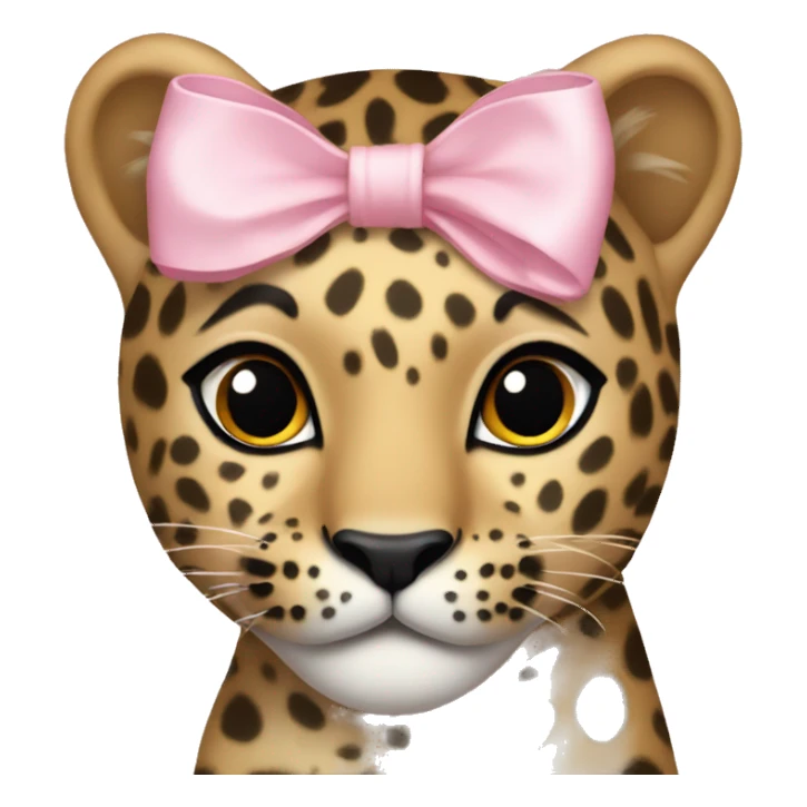 leopard with light pink bow on head sticker