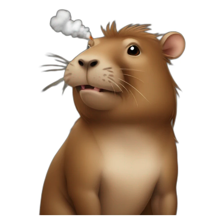 A capibara with a smoking sticker