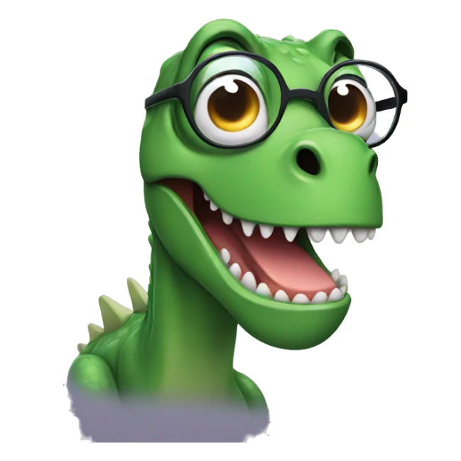 Crying dinosaur with glasses sticker