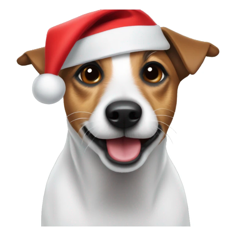 Jack russel wearing santa hat sticker