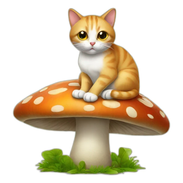 Cat sitting on mushroom sticker