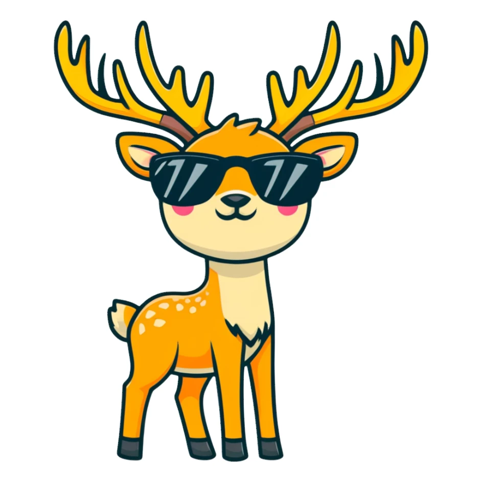 deer with sunglasses  sticker