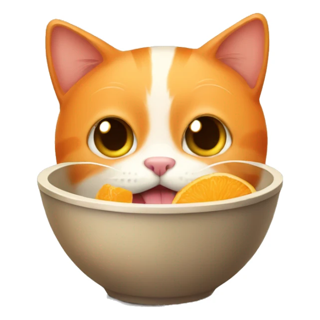 orange cat eating from a bowl sticker