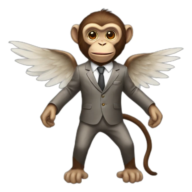Monkey-with-wings-and-conserje-suit sticker