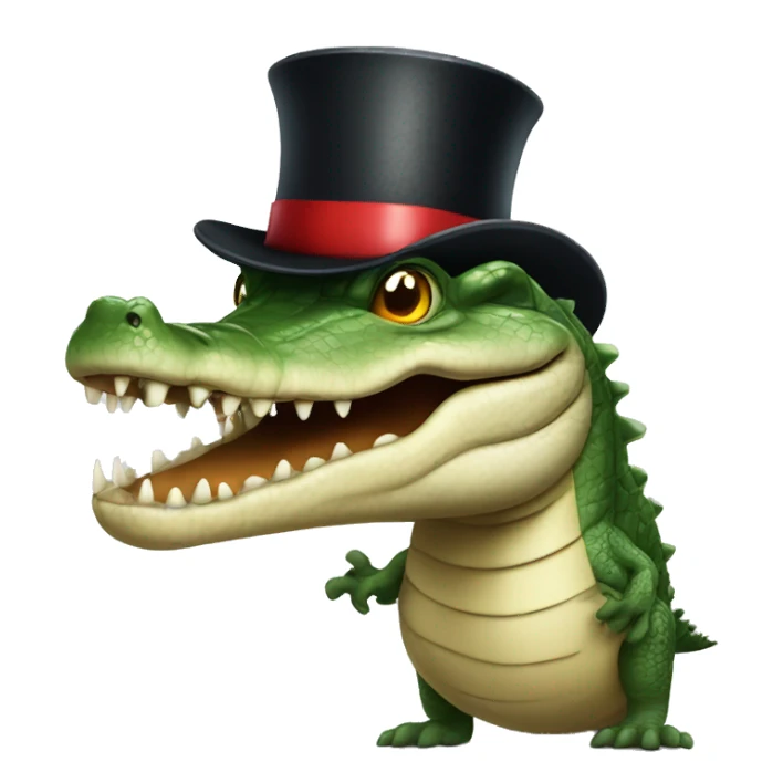 Crocodile with a top hat in war sticker