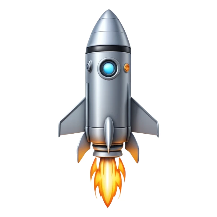 robot shaped like a rocket blasting off sticker