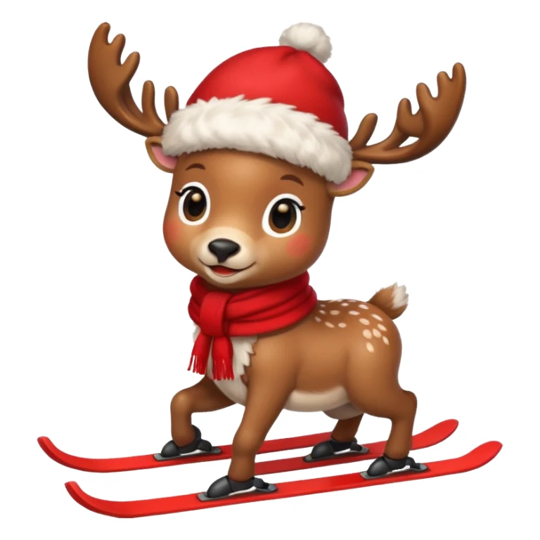 baby reindeer skiing sticker