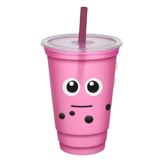Pink boba tea plastic cup sticker