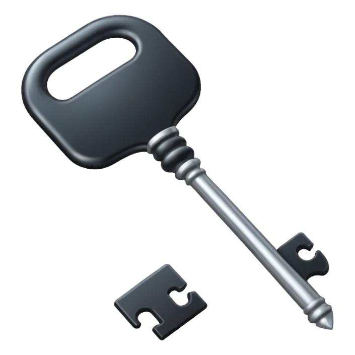 iOS emoji, minimal dark key, flat, fantasy item sticker