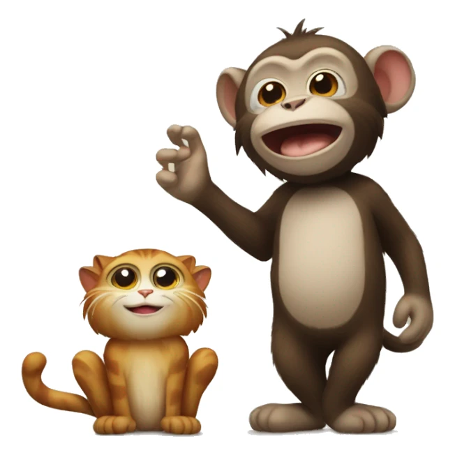 Cat and monkey  sticker