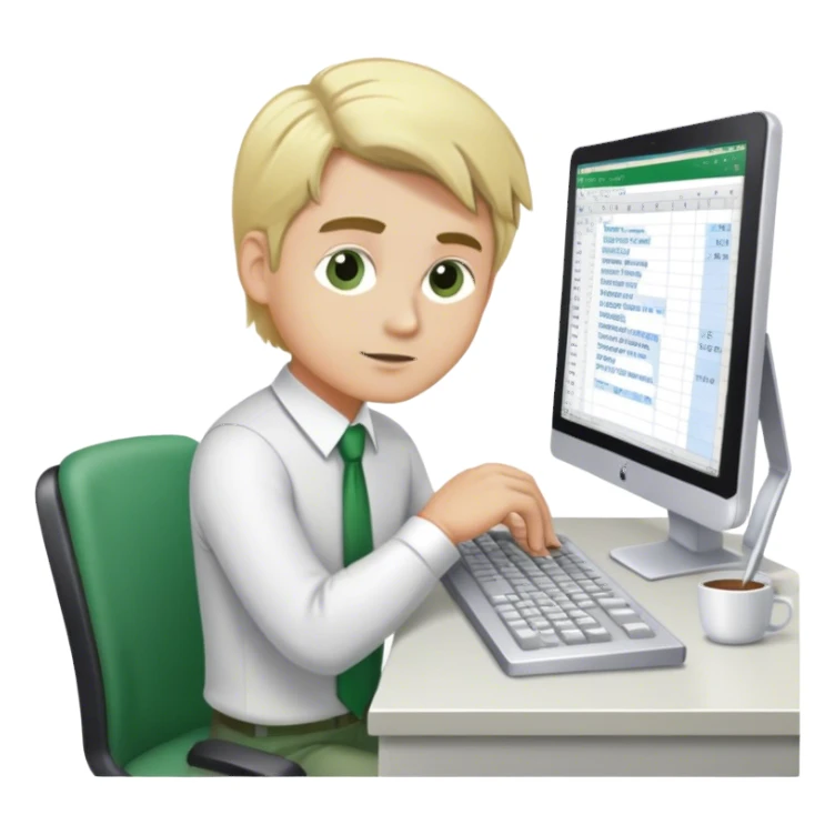 Blonde man working on excel on computer sticker