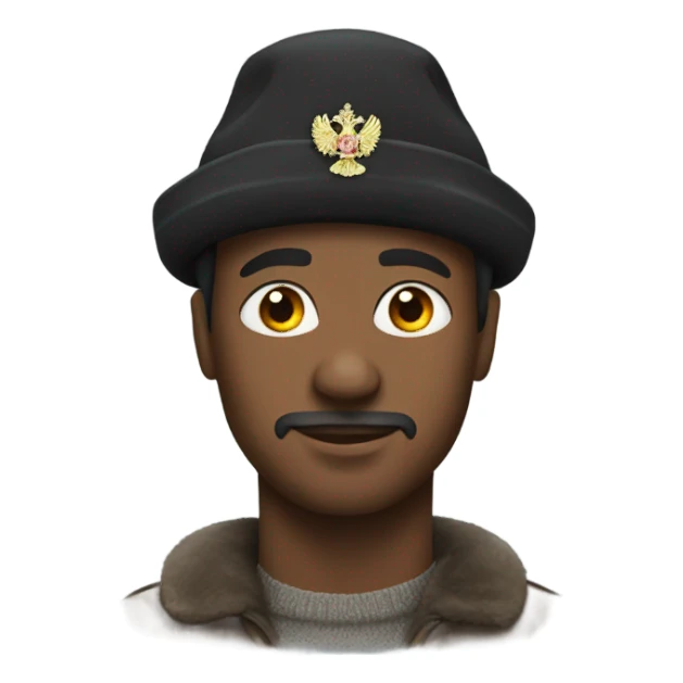 Black man with Russian hat on sticker
