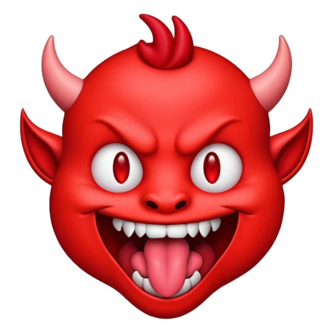 Devil emoji with it’s tongue out sticker