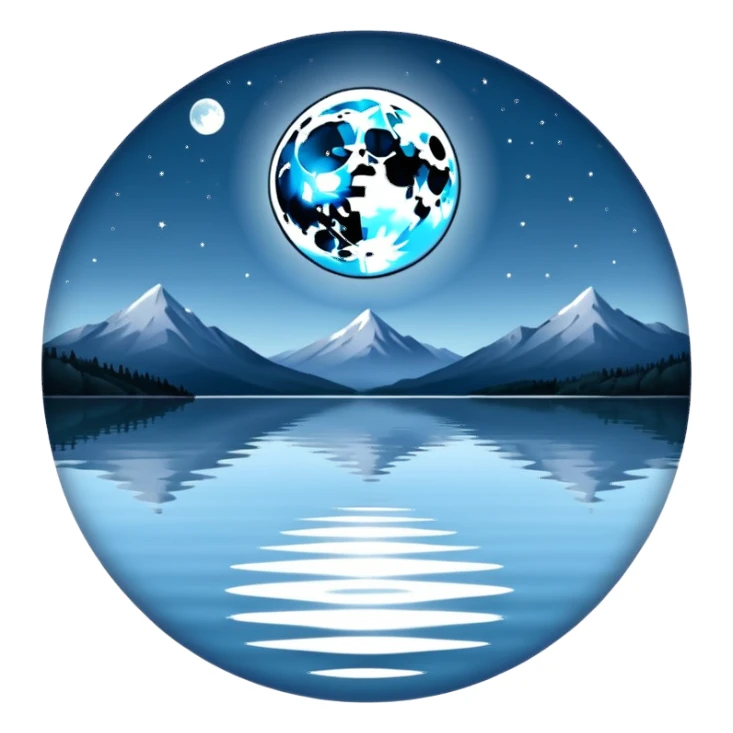 full moon over calm lake sticker