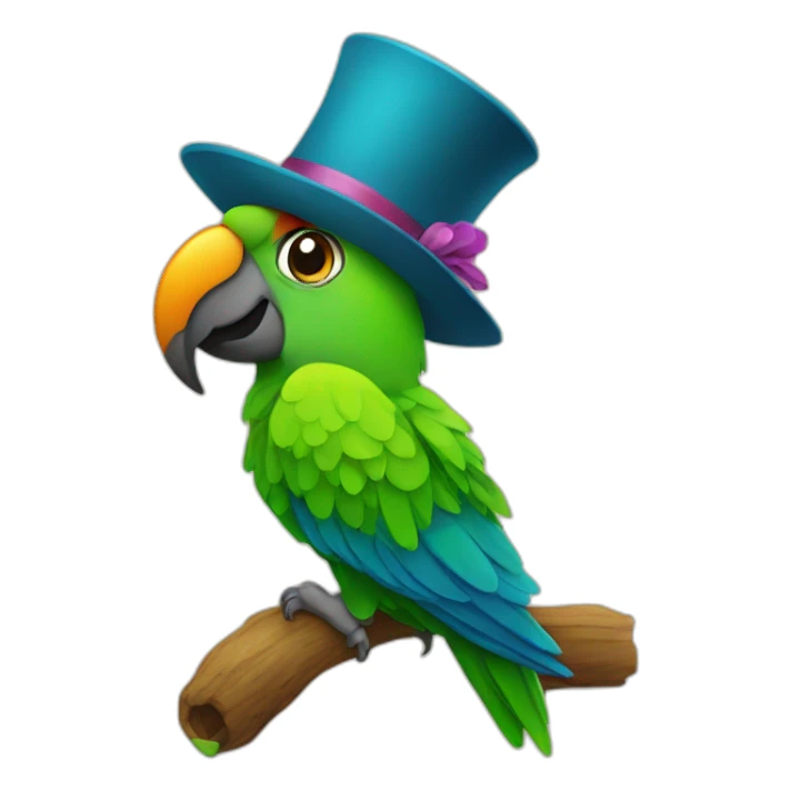 parrot with hat sticker