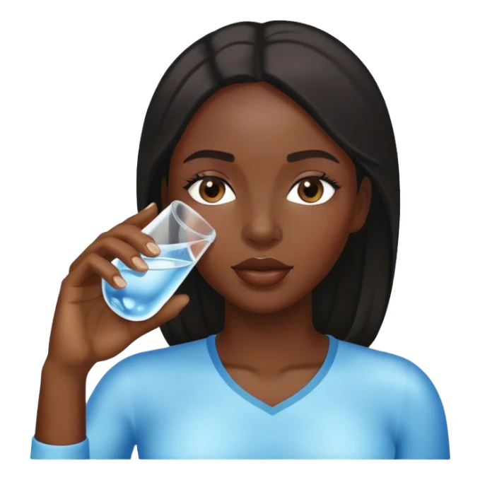 Black lady drinking water sticker