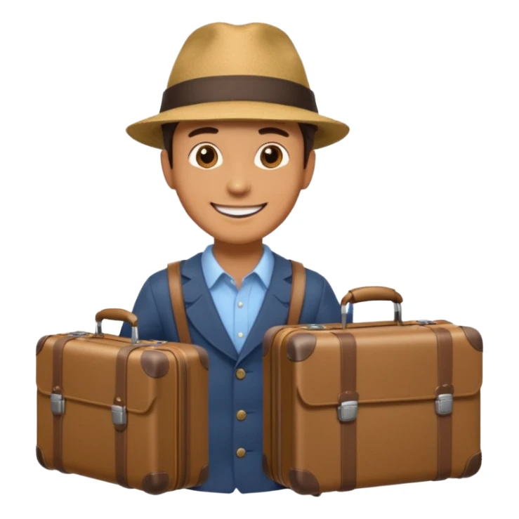 a man leaving bring suitcase sticker