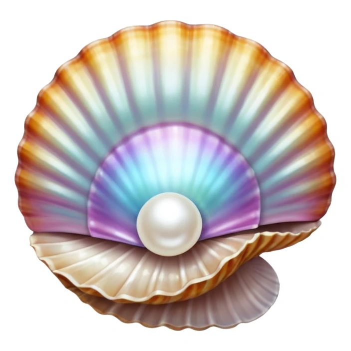 Shimmering pearl inside a glossy seashell sticker