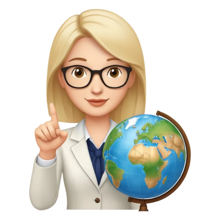 English teacher pointing to a globe, friendly expression sticker