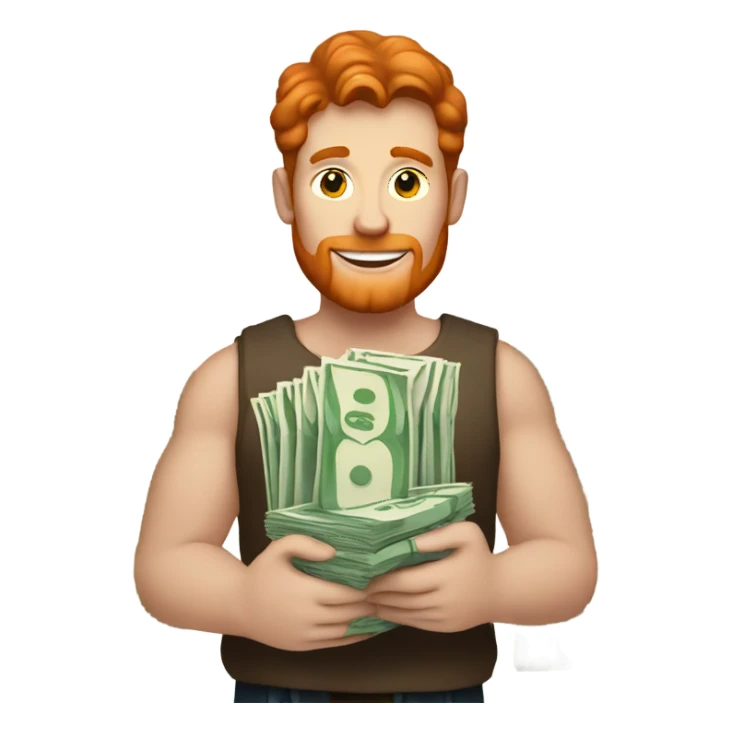 Red haired man with money  sticker
