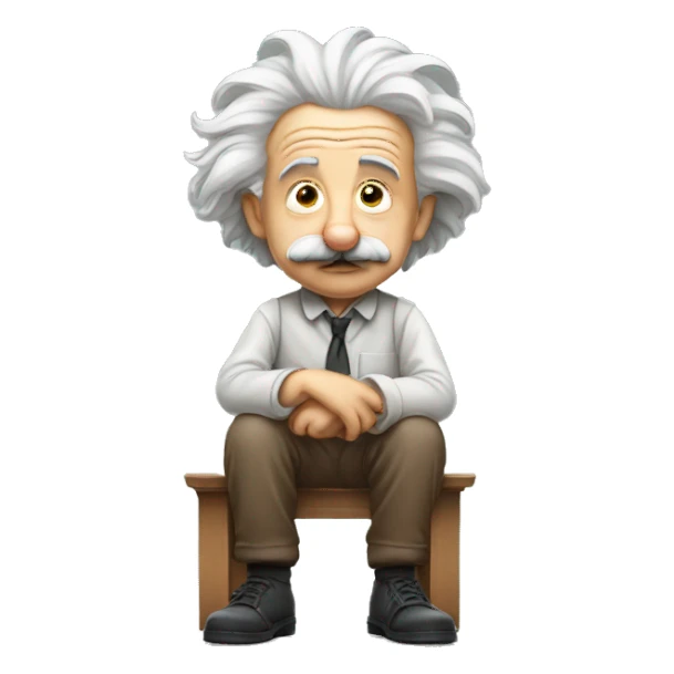 albert einstein sitting and in thinking position sticker