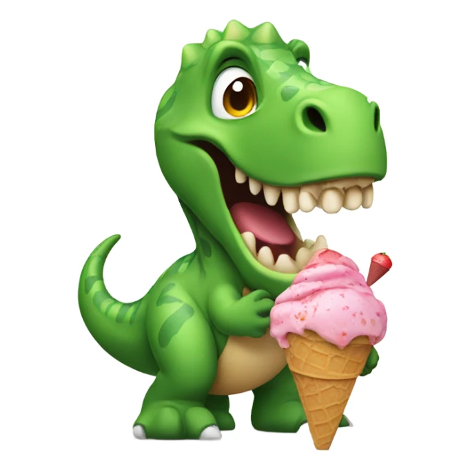a dinosaur holding an ice cream sticker