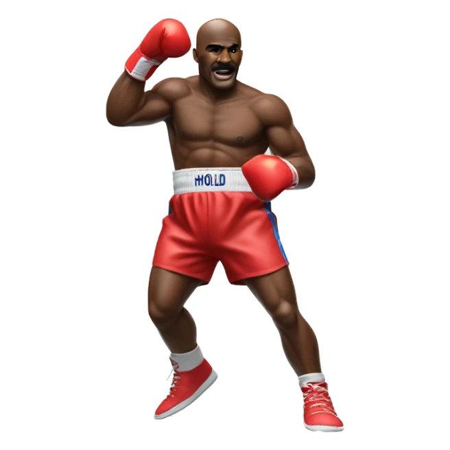 Evander Holyfield in boxing trunks throwing a jab sticker