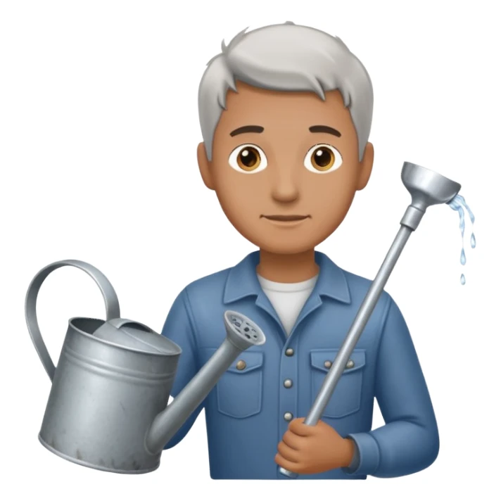 man holding watering pot sticker