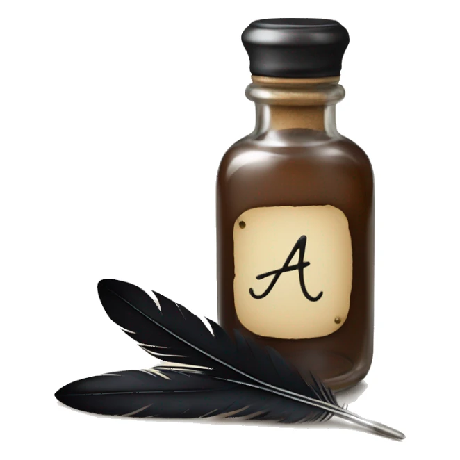 a feather quill and ink bottle sticker