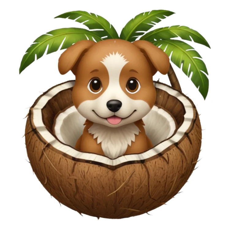 dog in a coconut sticker