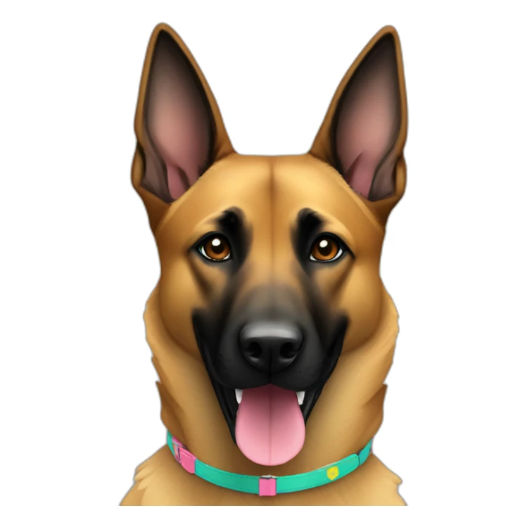 Female Belgian malinois, colourful collar sticker