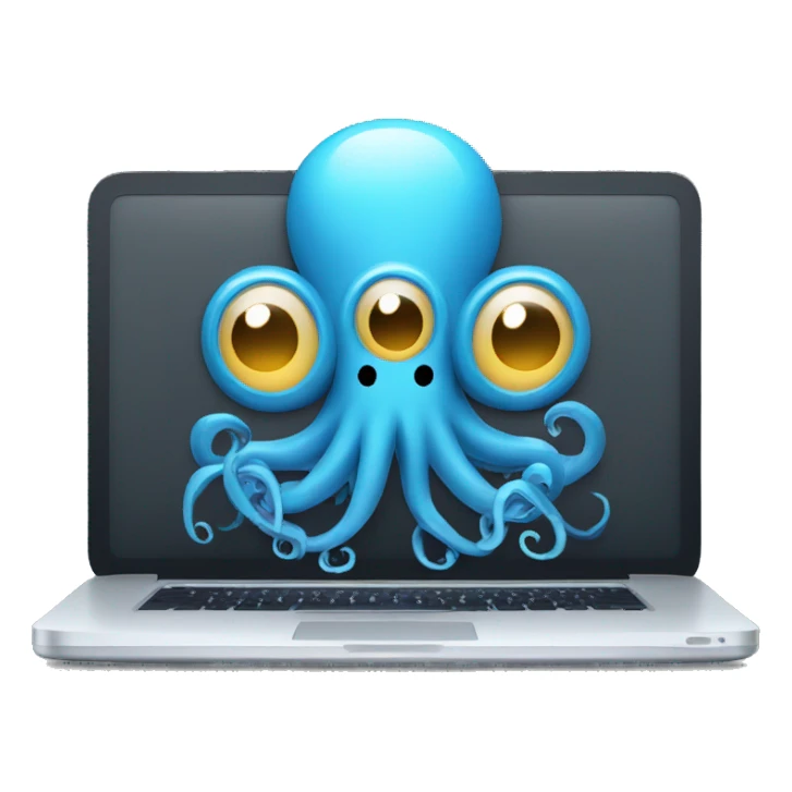 octopus typing on laptop sticker