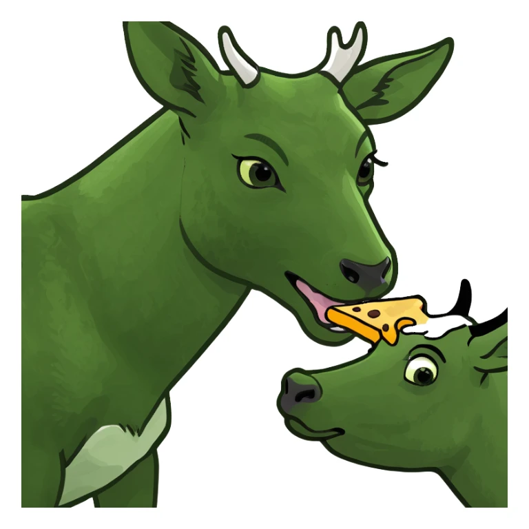 Deer eating a cow sticker